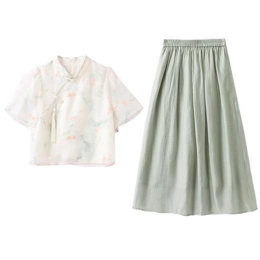 【预订·最迟6天发货】雪纺改良旗袍连衣裙女夏2024年新款复古盘扣新中式清新典雅两件套 商品图4