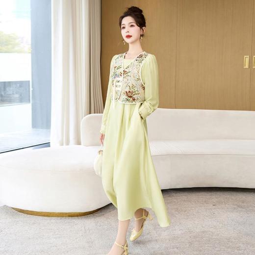 【预订·最迟6天发货】高级感套裙连衣裙女2024春夏新款复古国风马甲a字长裙两件套减龄 商品图3