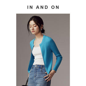 IN AND ON 纸片人 修身显瘦 双开拉链针织衫 53206