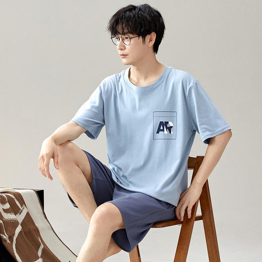 【男士纯棉睡衣】夏季短袖休闲可外穿全棉家居服睡衣套装 薄款清凉睡衣套装 商品图12