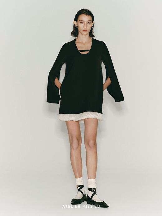 【梦境之翼】开衩飘袖下摆柔纱拼接A字连衣裙 商品图1