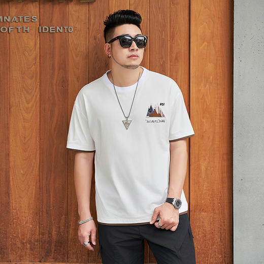 【新款DMH】大依优型大码男装前后印花圆领短袖T恤加肥加大休闲肥佬男上衣夏季半袖胖子潮款 商品图3