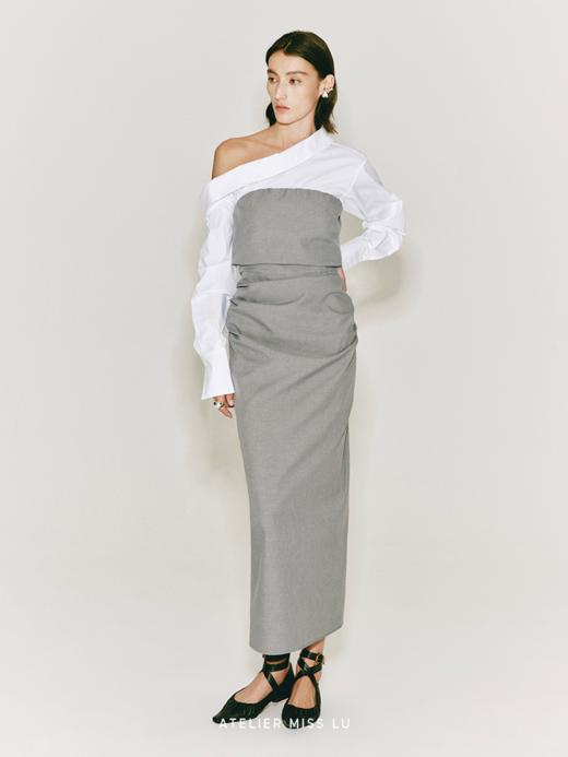 【未眠】褶皱设计抹胸收腰立裁连衣裙 商品图1