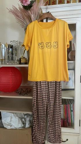 【YY商品推广】短袖格子裤家居服