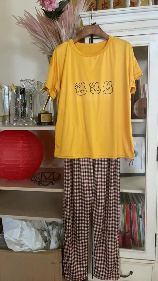 【YY商品推广】短袖格子裤家居服 商品图0