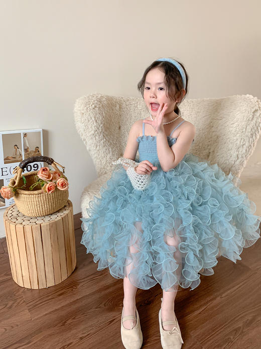 【时尚吊带蓬蓬裙】维木童装女童连衣裙2024夏季新款儿童韩版吊带公主裙纱裙宝宝裙子 商品图0