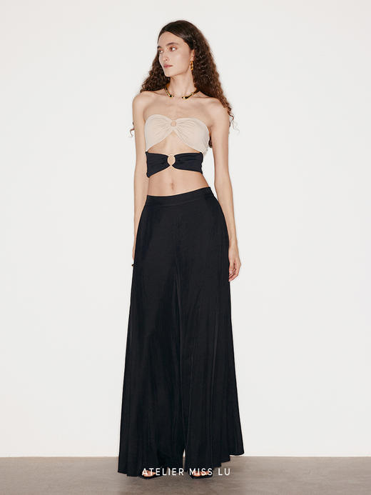 【拿铁】金属圆环镂空设计撞色弹力系带抹胸 商品图1