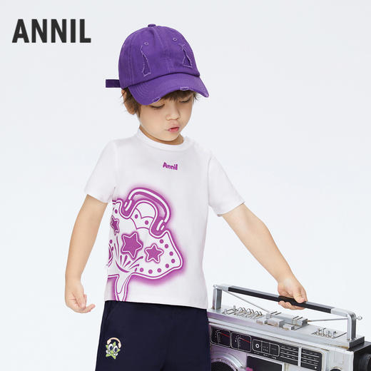 男童趣味全棉T恤短袖圆领上衣夏季新款安奈儿童装实体店同款XB421671 商品图2