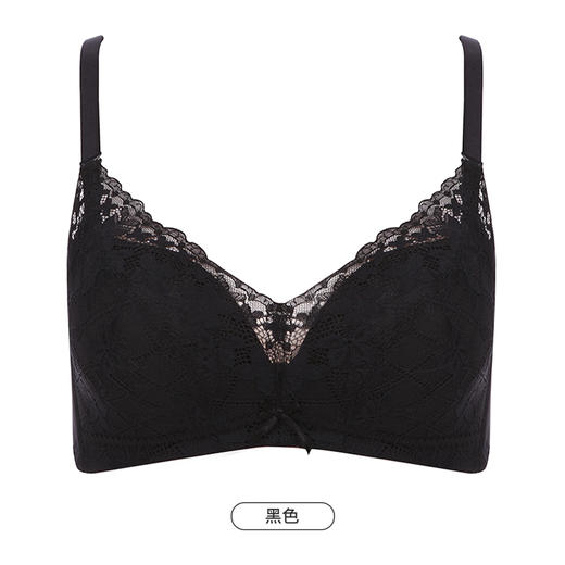 都市丽人自然舒适内衣女蕾丝文胸B杯适穿3/4杯薄款无钢圈三排扣LB42D2 商品图10