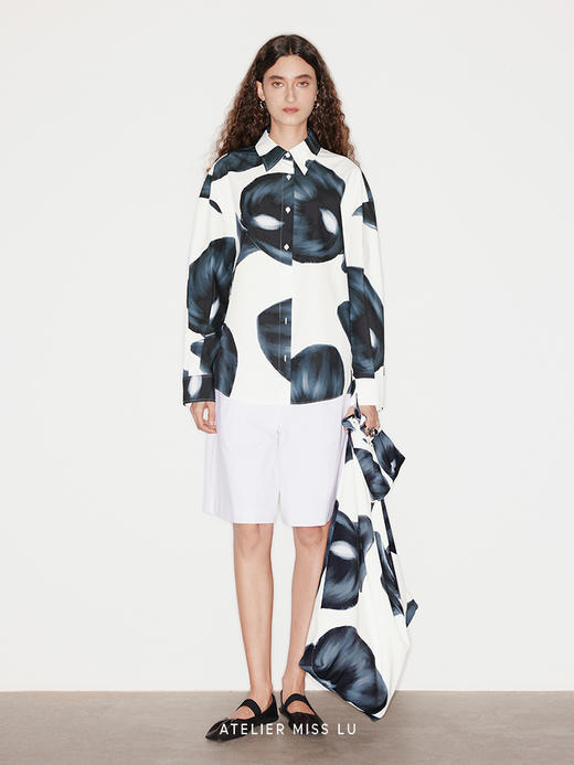 【盛夏池畔】品牌定染马蹄莲印花衬衫 商品图0