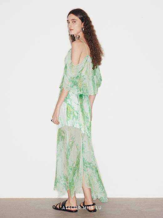 【惬意之园】品牌定染印花桑蚕丝流水袖上衣 商品图1