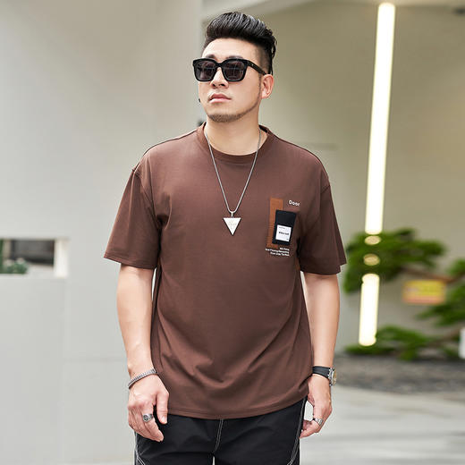 【新款DMH】大依优型大码男装圆领短袖T恤加肥加大休闲肥佬男上衣夏季半袖胖子潮款 商品图0