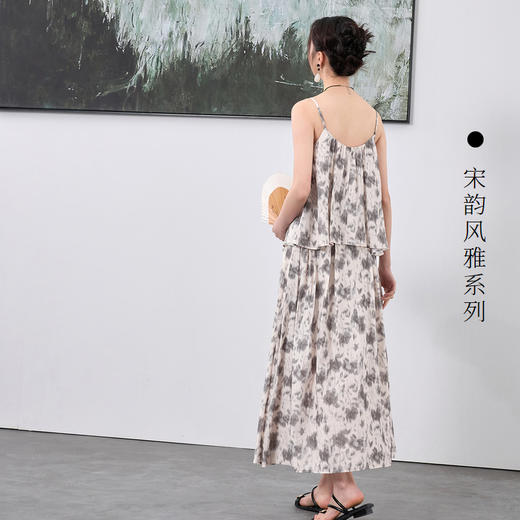 三彩【移花弄影】2024夏季新款新中式套装吊带高腰半身裙宽松长裙C 商品图3