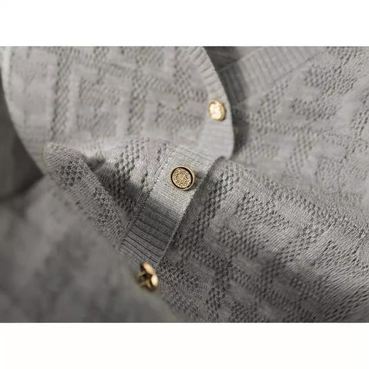 ALBB-镂空提花衣袖拼接V领套头针织衫 商品图3
