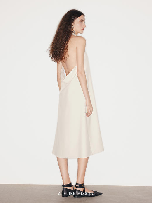 【罗马假日】挂脖马甲U形露背A字连衣裙 商品图1