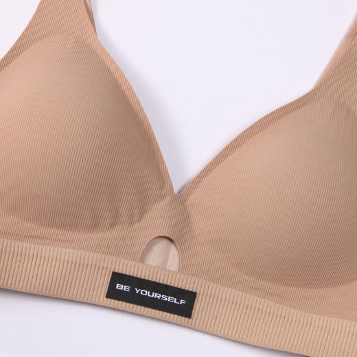 都市丽人Vbra内衣深V领口内衣女罗纹锦泳文胸无尺码3/4杯中厚无钢圈三排扣LB462K 商品图4