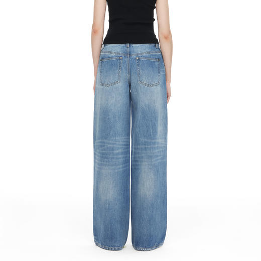 NUTH莱赛尔复古蓝洗水直筒中腰百搭牛仔裤 商品图3