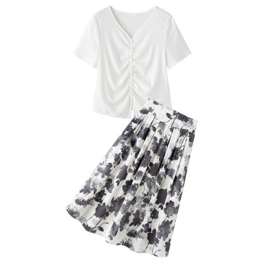 【预订·最迟6天发货】休闲时尚法式气质上衣配半身裙套装女2024夏季新款上下两件套裙子 商品图4