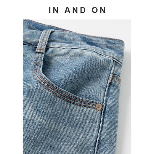IN AND ON 牛轻氧桑蚕丝  复古水洗微阔牛仔裤 54221 商品图4