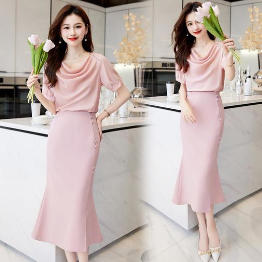 【预订·最迟6天发货】职业套装裙高级感夏2024新款时尚气质女神范御姐洋气雪纺两件套裙 商品图1