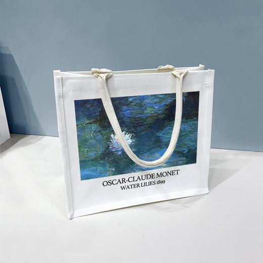 防水麻布袋女学生上课文艺帆布包包大容量梵高油画拉链手提袋定制 商品图4