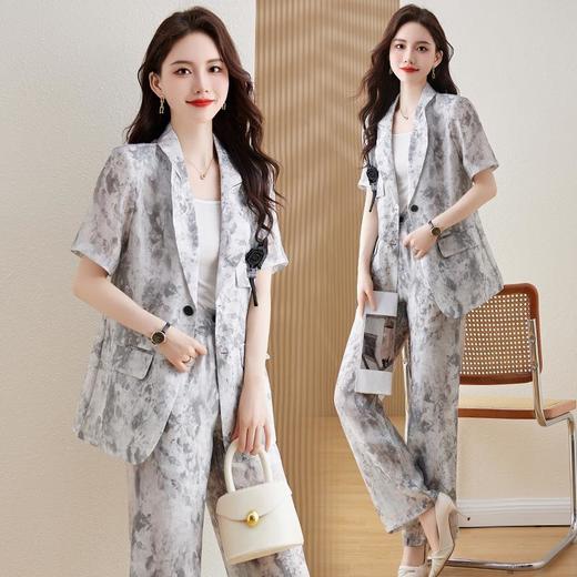 【预订·最迟6天发货】冰丝时尚套装女2024新款高端干练气质高档品牌休闲西装职业两件套 商品图1