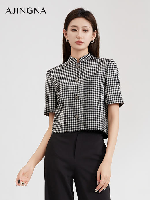 【商场同款】阿菁娜2024春季新款优雅简约立领外套A29C107011 商品图0