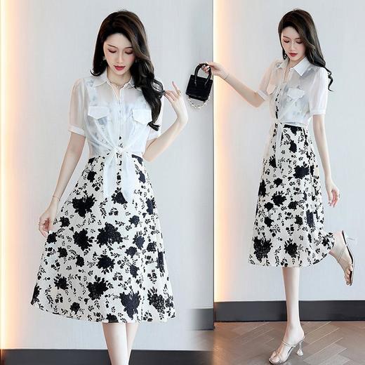 【预订·最迟6天发货】两件套连衣裙女夏2024年新款高级感气质洋气别致独特碎花裙子套装 商品图1