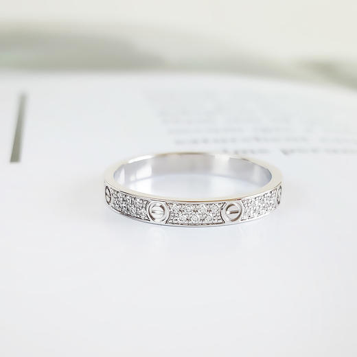 【95新】Cartier卡地亚 LOVE 18K白金窄版满天星LOVE戒指 51号 190324NJS06 商品图2