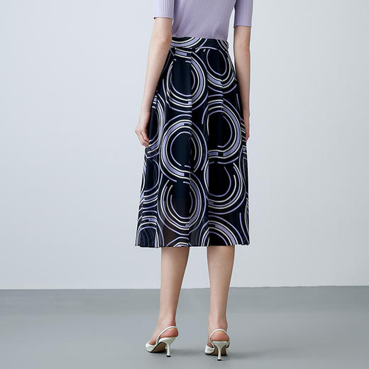 EITIE爱特爱夏季新款高腰a字飘逸印花通勤半身裙7806508 商品图4