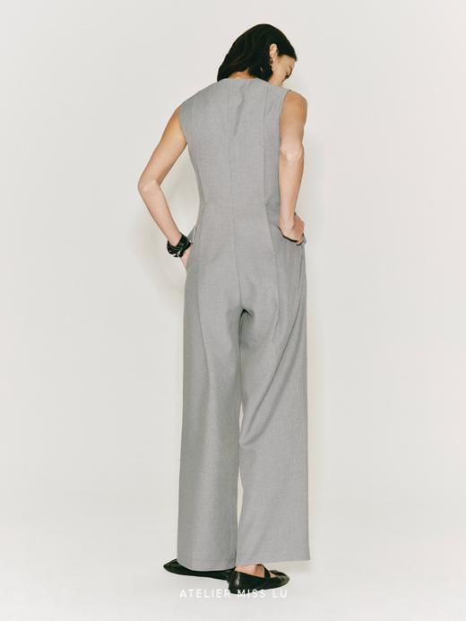 【黎明之前】缝线设计可调节腰带无袖连体裤 商品图3