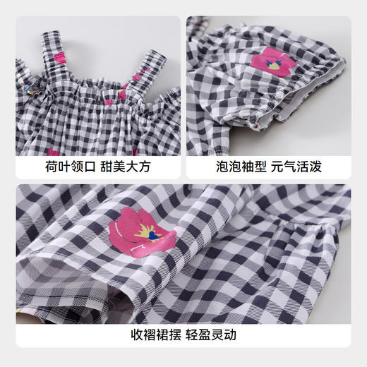 女童纯棉格子裙短袖连衣裙新款安奈儿童装实体店同款AG423775 商品图4
