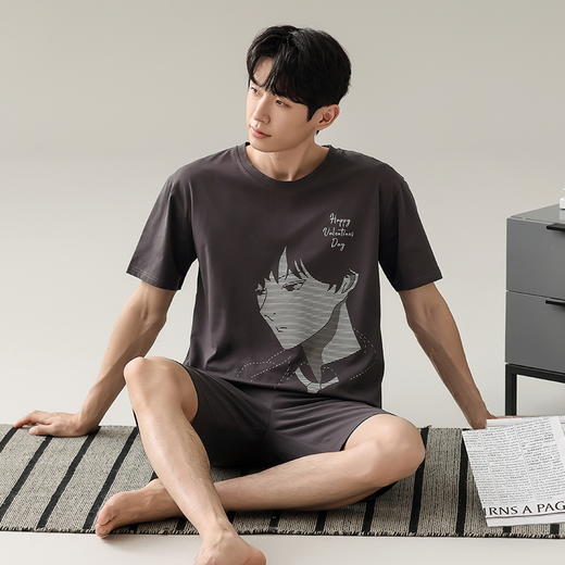【男士纯棉睡衣】夏季短袖休闲可外穿全棉家居服睡衣套装 薄款清凉睡衣套装 商品图1