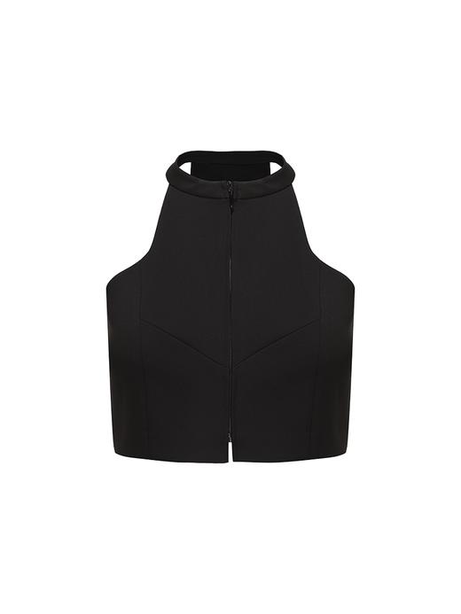 【格调派对】挖肩设计拉链挂脖背心 商品图4