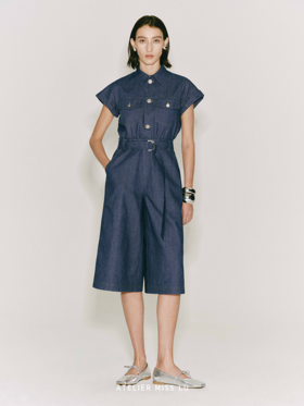 【晴空海浪】造型口袋收腰连体七分裤