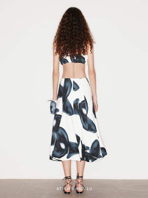 【柔软浪花】品牌定染马蹄莲印花抽褶吊带 商品图3