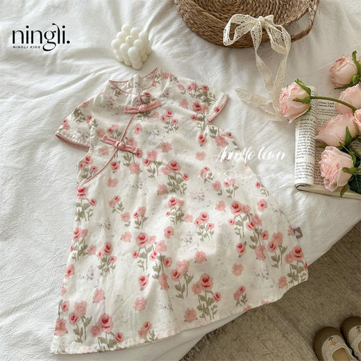 【清新甜美范！】柠里新中式连衣裙女童2024夏新款儿童甜美小清新国风盘扣旗袍裙潮 商品图8