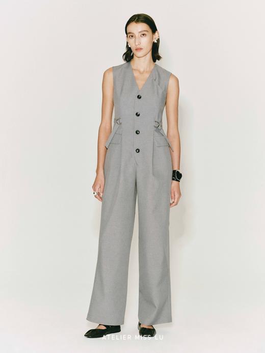 【黎明之前】缝线设计可调节腰带无袖连体裤 商品图1