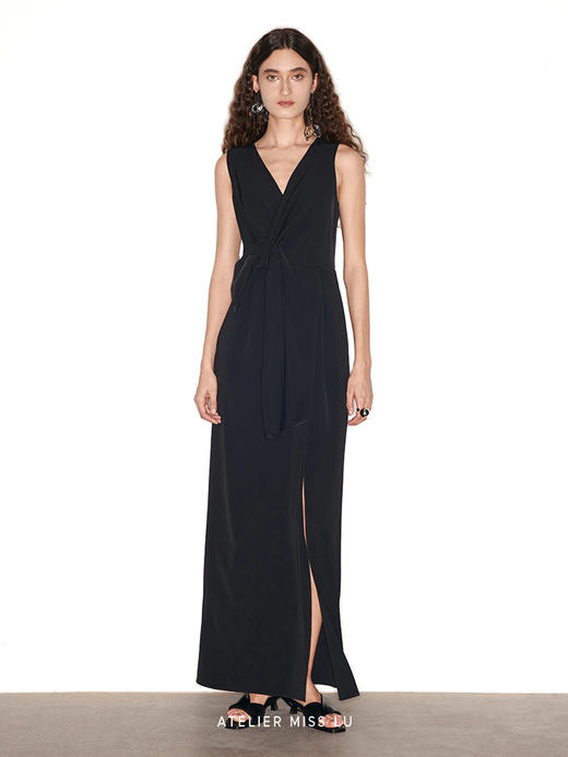 【西野暮色】立体纽结设计侧开叉长礼裙 商品图1