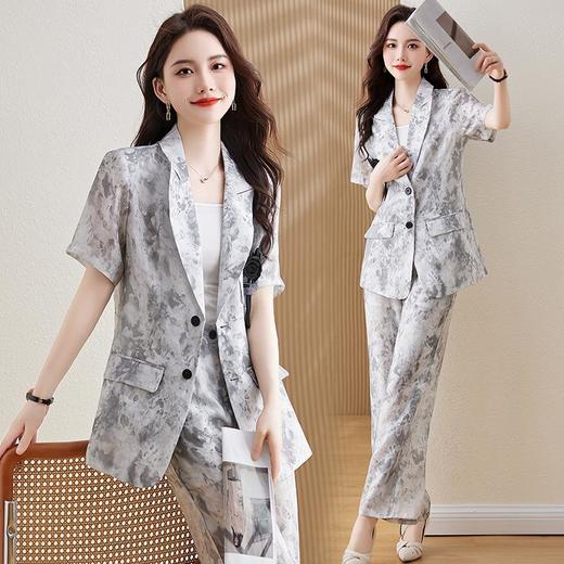 【预订·最迟6天发货】冰丝时尚套装女2024新款高端干练气质高档品牌休闲西装职业两件套 商品图3