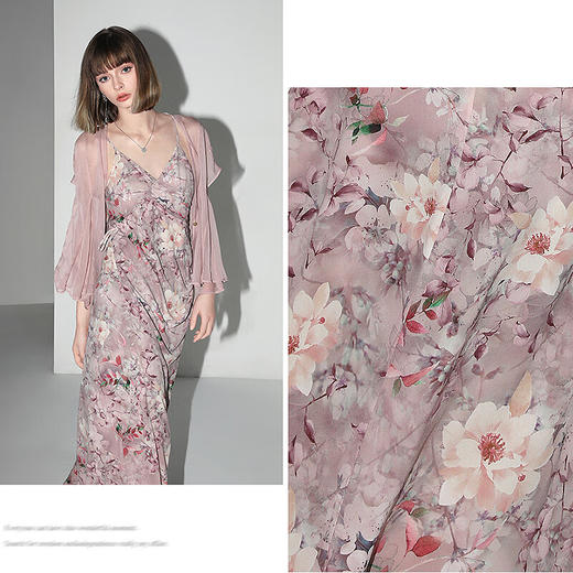 【秒杀】COCOBELLA手工捏褶雪纺花卉吊带裙夏度假风飘带连衣裙FR0023 商品图4