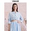 VIMAGE纬漫纪夏季新款时尚短款露脐蓝色衬衫V2109714 商品缩略图2