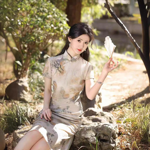 文艺复古，新中式国风印花旗袍YG-2397 商品图1