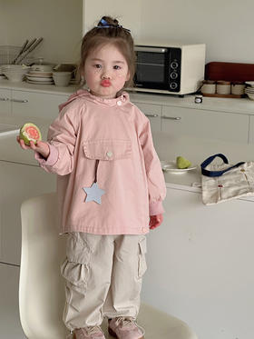 【精灵帽风衣】女童风衣外套春装2024新款韩版儿童洋气中长款女宝宝春秋连帽上衣