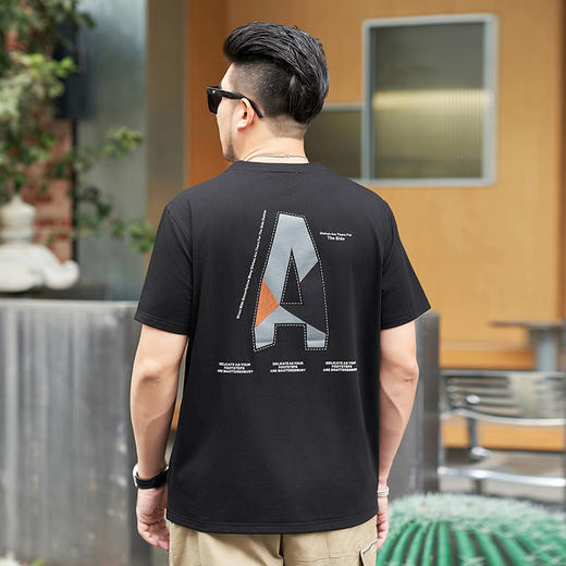 【Q】【新款DMH】大依优型大码男装前后印花圆领短袖T恤加肥加大休闲肥佬男上衣夏季半袖胖子潮款 商品图3