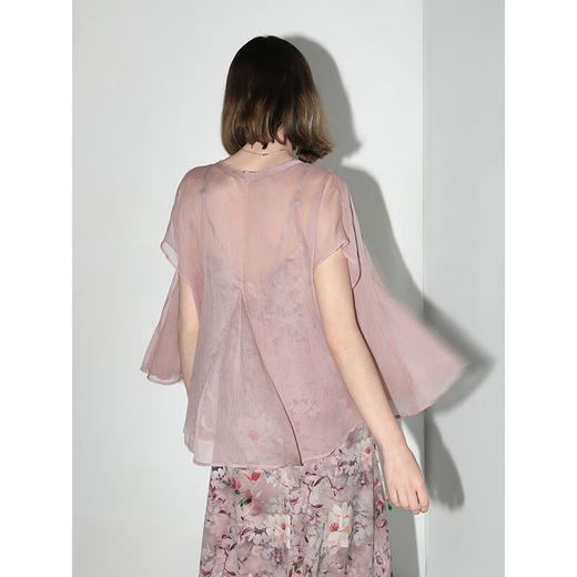 COCOBELLA重工13片拼接荷叶摆雪纺衫夏微透视遮阳小开衫LC517 商品图1