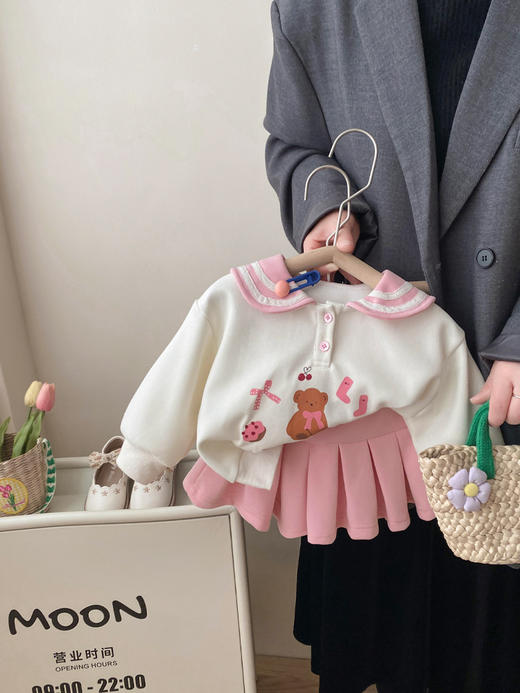 【活力学院风套装】女童春秋季套装2024新款儿童洋气时髦裙子女宝宝春装学院风两件套 商品图1