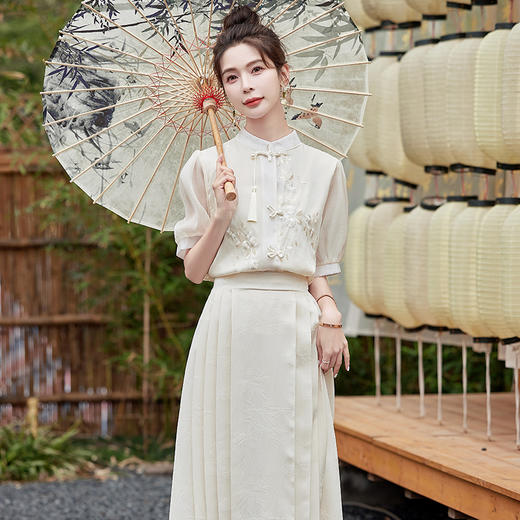 复古新中式，透气设计感流苏重工刺绣上衣裙子两件套HR-ZMFS24320 商品图7
