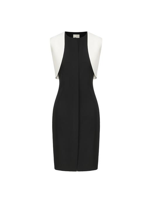 【月光舒曼】层次撞色拼接设计收腰连衣裙 商品图4