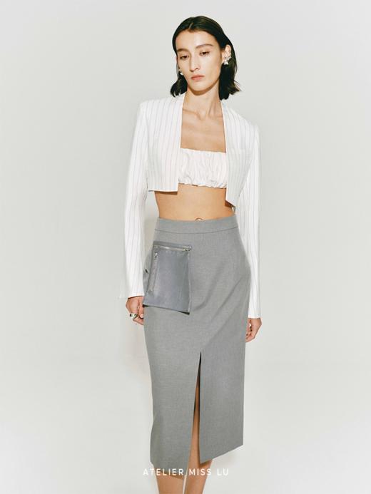 【奶油泡芙】细条纹醋酸抽褶吊带 商品图2